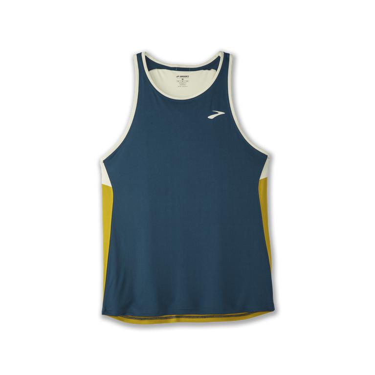 Brooks Atmosphere Running Tank Top - Men's - Indigo Rush/Honeydew (14098-MBPO)